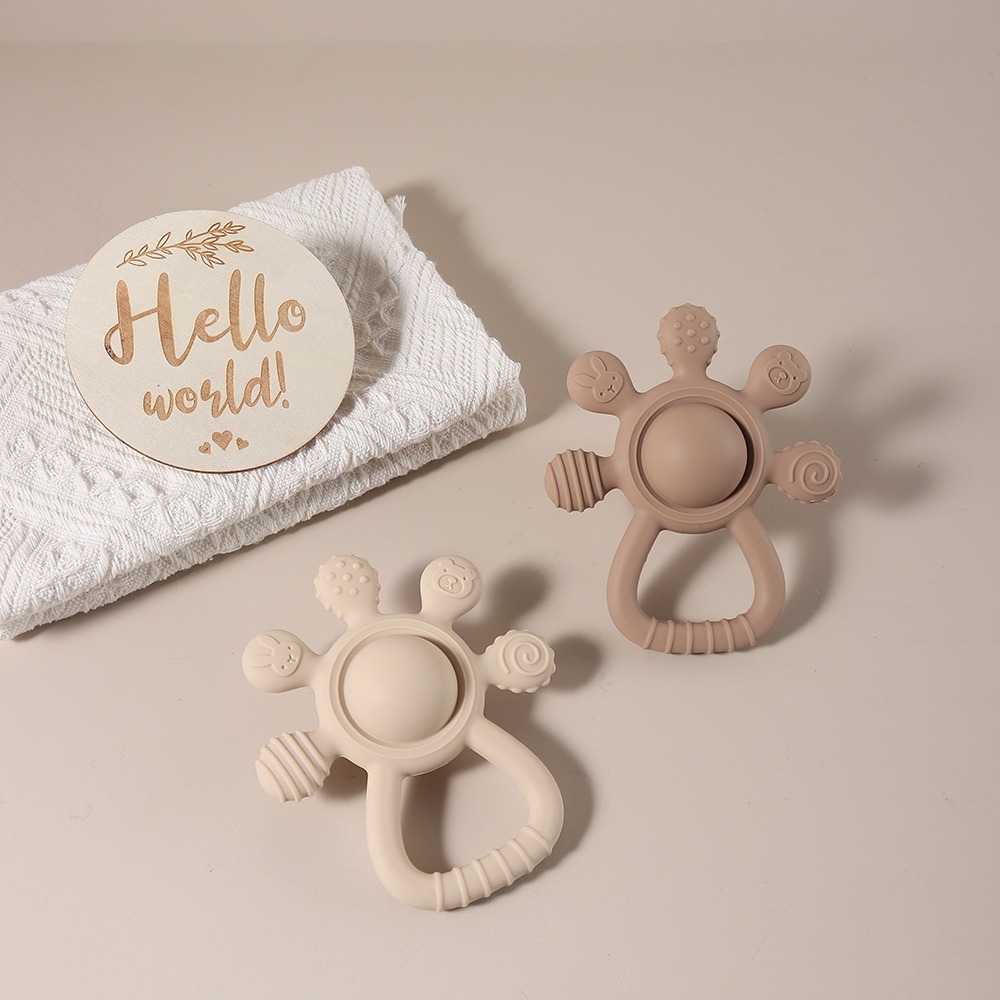 AliExpress New Teething Silicone Palm Rattle Teether Bunny - Safe Baby Chew Toys for Soothing Sore Gums, view 4