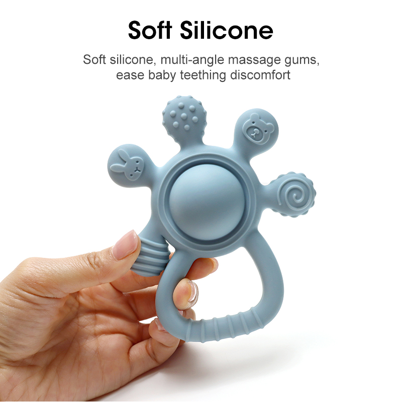 AliExpress New Teething Silicone Palm Rattle Teether Bunny - Safe Baby Chew Toys for Soothing Sore Gums, view 6
