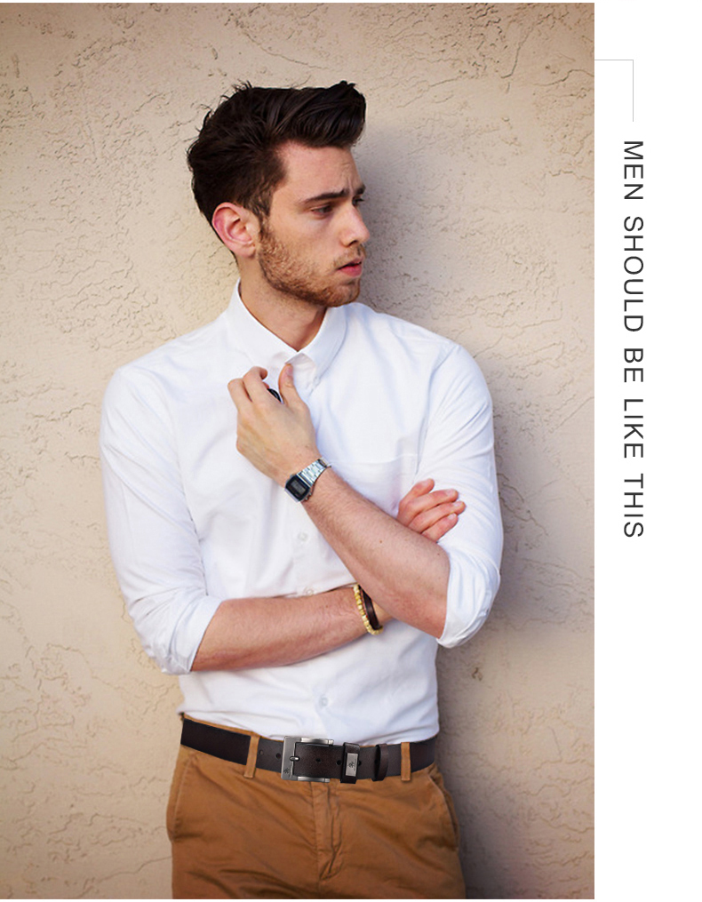 AliExpress New Trend Men's High Quality Buckled Jeans Leather Casual Belt Business Cowboy Belt Men's Fashion Designer, view 5