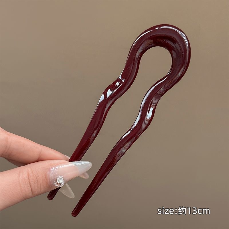 AliExpress New U-Shaped Hair Fork Women Fashion Tortoiseshell Acetate Hairpin Geometric Design Headwear Hair Sticks Girl Hair Accessories, view 3