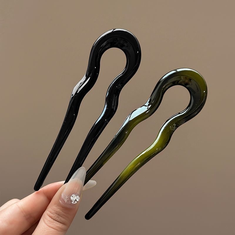 AliExpress New U-Shaped Hair Fork Women Fashion Tortoiseshell Acetate Hairpin Geometric Design Headwear Hair Sticks Girl Hair Accessories, view 4