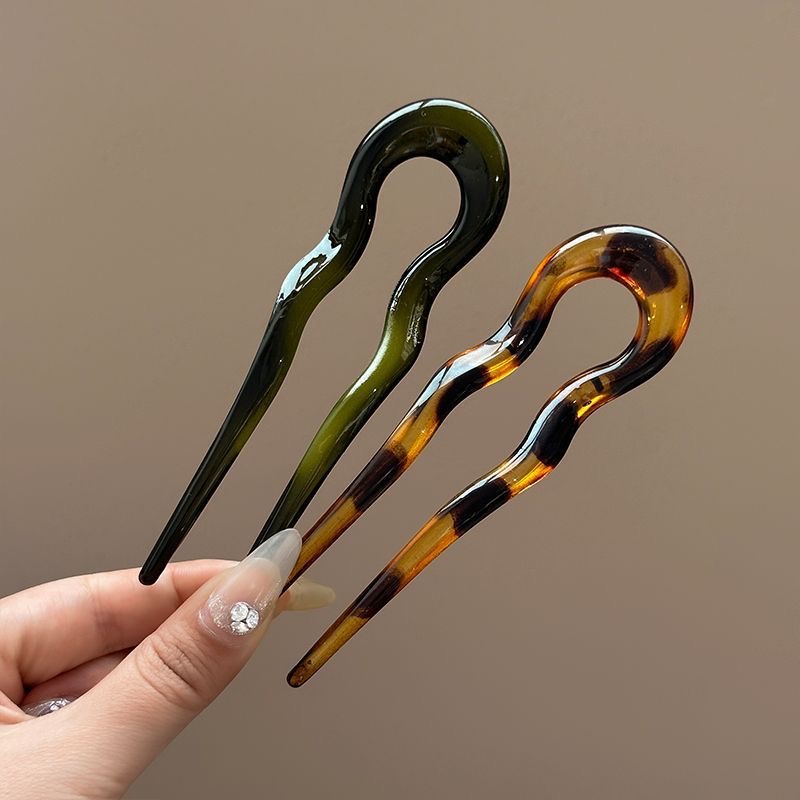 AliExpress New U-Shaped Hair Fork Women Fashion Tortoiseshell Acetate Hairpin Geometric Design Headwear Hair Sticks Girl Hair Accessories, view 5