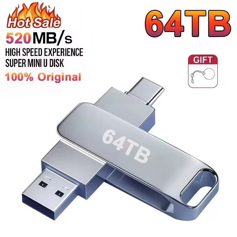 AliExpress New USB 3.2 Flash Drive 520MB/s High Speed 2in1 TypeC OTG Pen Drive Waterproof Large Storage for Phone Computer PC Data Storage