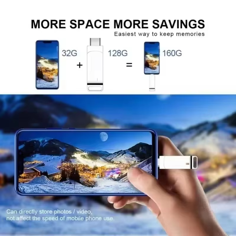 AliExpress New USB 3.2 Flash Drive 520MB/s High Speed 2in1 TypeC OTG Pen Drive Waterproof Large Storage for Phone Computer PC Data Storage, view 2