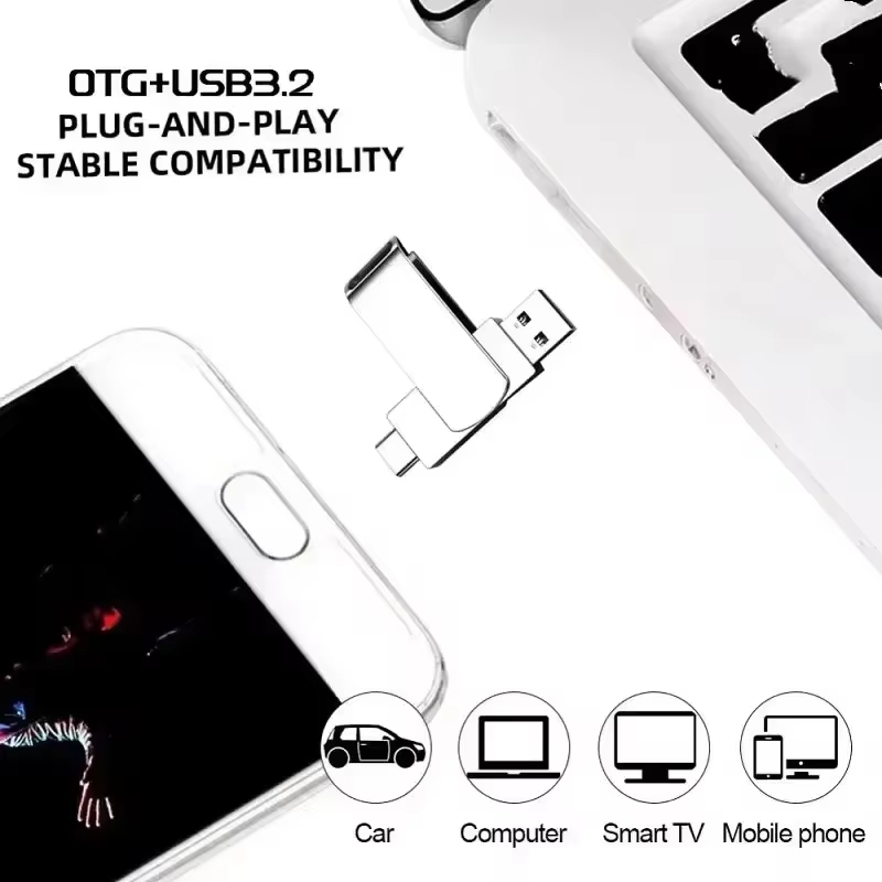 AliExpress New USB 3.2 Flash Drive 520MB/s High Speed 2in1 TypeC OTG Pen Drive Waterproof Large Storage for Phone Computer PC Data Storage, view 3