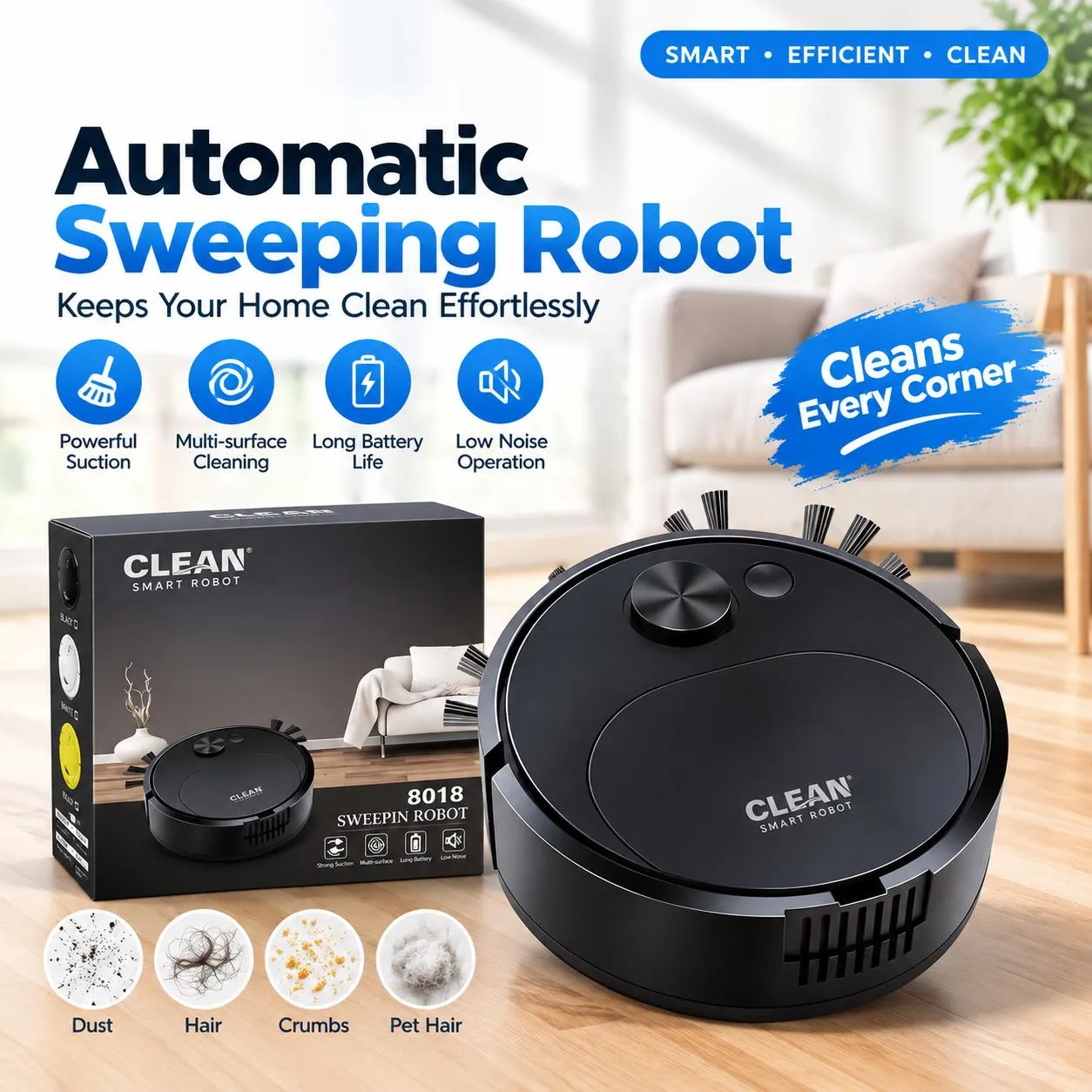 AliExpress NEW USB Sweeping Robot Vacuum Cleaner Mopping 3 In 1 Smart Wireless 1500Pa Dragging Cleaning Sweep Floor for Home Office
