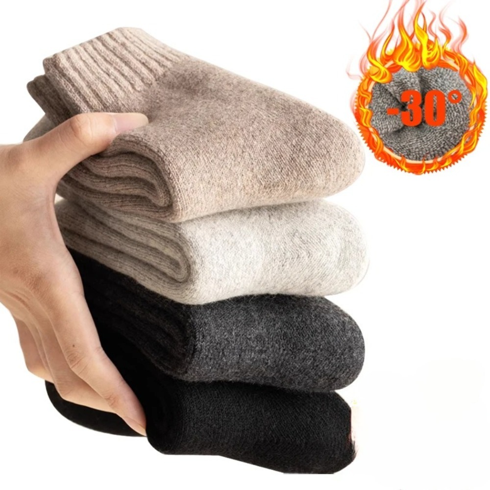 AliExpress New Winter Warm Ladies' Socks, Men's Socks, Thick and Solid Plain-Colored Socks, Anti-Freezing and Anti-Snow Socks, Warm Socks