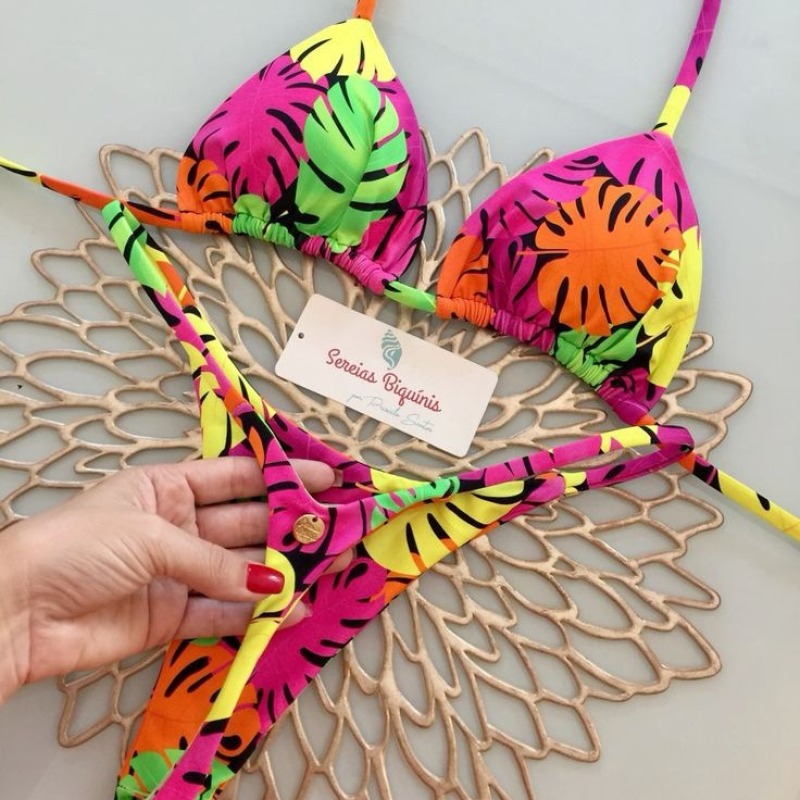 AliExpress New Women's Bikini Split Print Swimwear Fashion G-string Beach Holiday, view 2