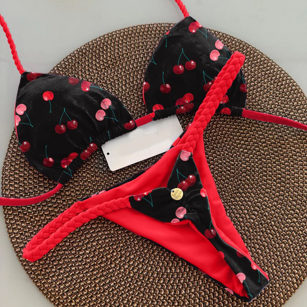 AliExpress New Women's Bikini Split Print Swimwear Fashion G-string Beach Holiday, view 4