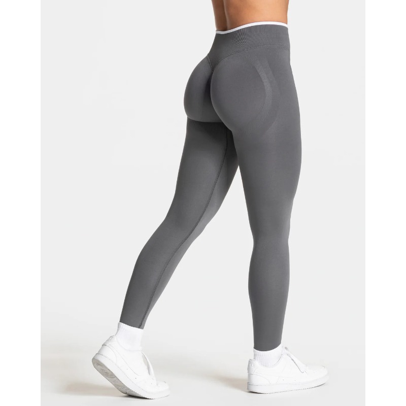 AliExpress New Women's Color Blocking Yoga Leggings Seamless Knited Tights High Waist Hip Liftting Gym Workout White Edge Sports Leggings