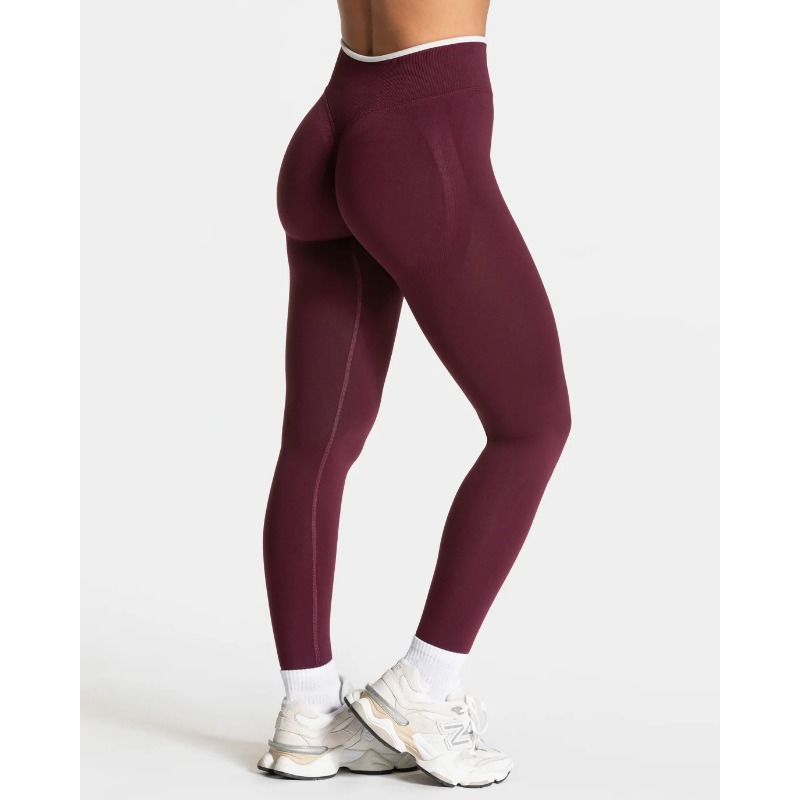 AliExpress New Women's Color Blocking Yoga Leggings Seamless Knited Tights High Waist Hip Liftting Gym Workout White Edge Sports Leggings, view 2