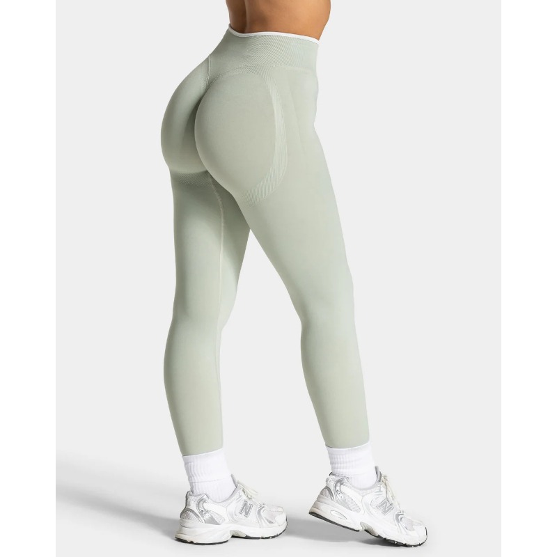 AliExpress New Women's Color Blocking Yoga Leggings Seamless Knited Tights High Waist Hip Liftting Gym Workout White Edge Sports Leggings, view 4