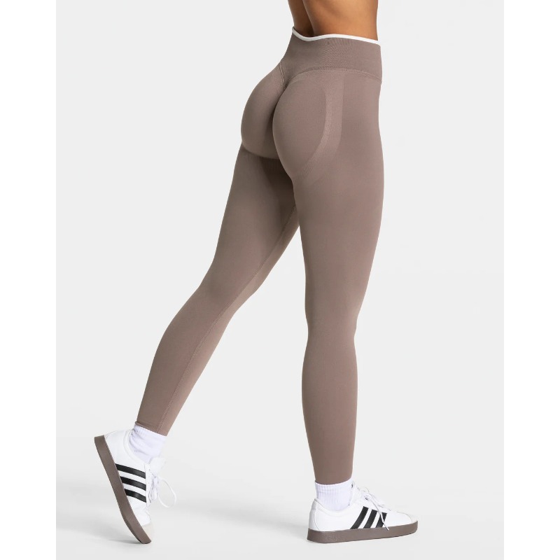 AliExpress New Women's Color Blocking Yoga Leggings Seamless Knited Tights High Waist Hip Liftting Gym Workout White Edge Sports Leggings, view 5