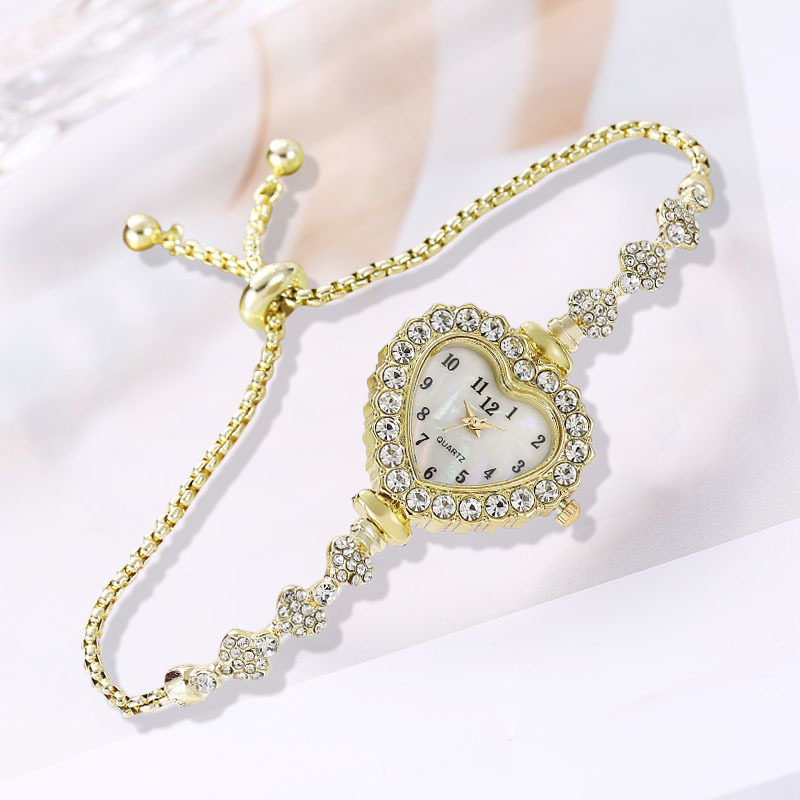 AliExpress Women's Heart Bracelet Watch with Studded Steel Band, view 3