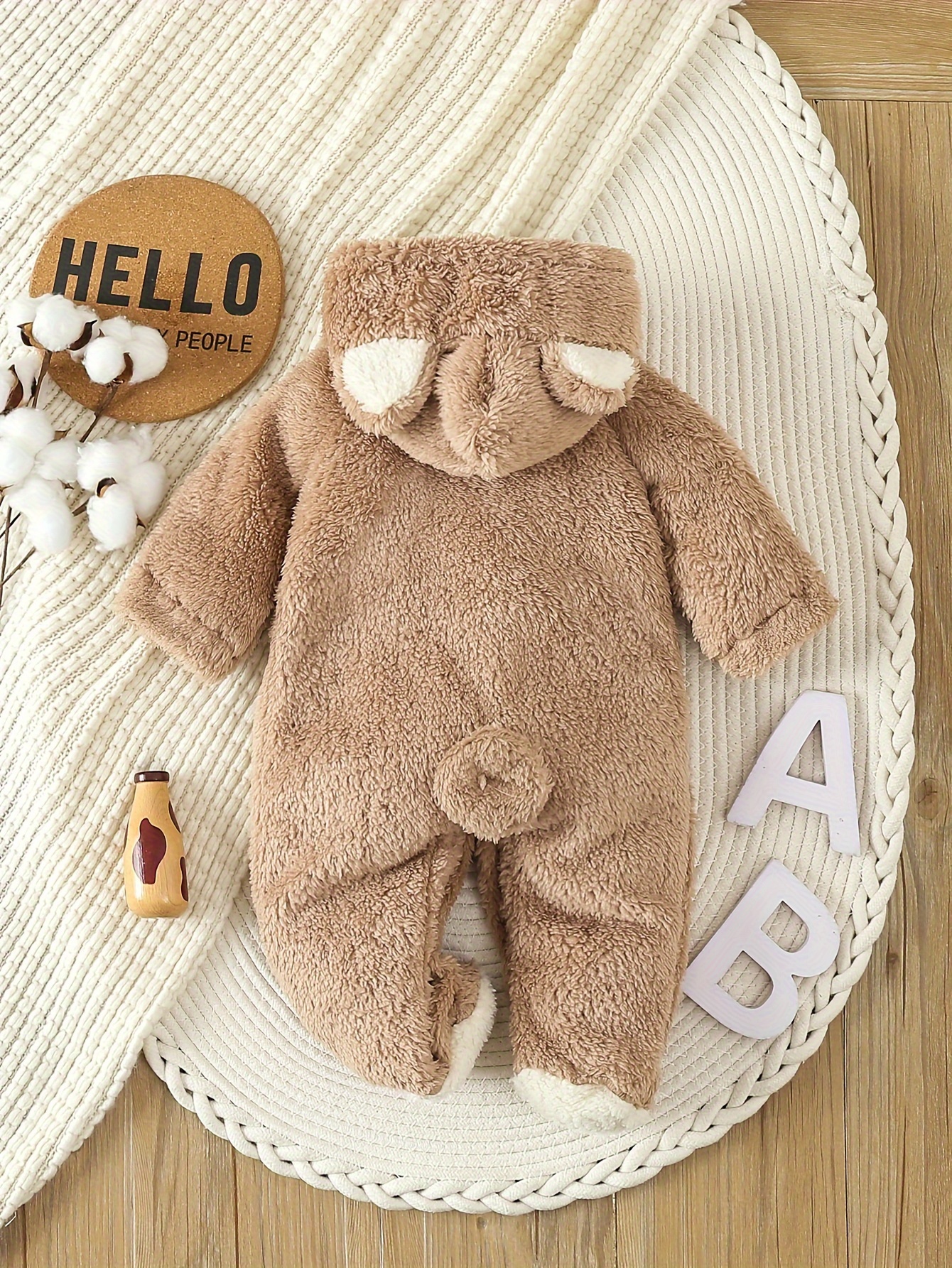 AliExpress Newborn Baby Rompers Spring Autumn Warm Fleece Baby Boys Costume Baby Girls Clothing Animal Baby Pajamas Hooded Jumpsuits 0-1Y, view 2