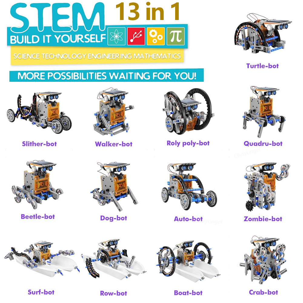 AliExpress Newest 13 in 1 Solar Robot Kit  STEM Educational Toy DIY Science Experiment Technological Gadgets Electric Solar Robots for Kids, view 3