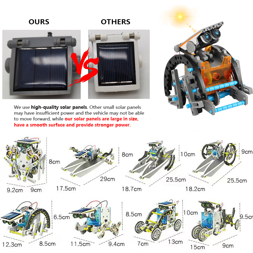 AliExpress Newest 13 in 1 Solar Robot Kit  STEM Educational Toy DIY Science Experiment Technological Gadgets Electric Solar Robots for Kids, view 5