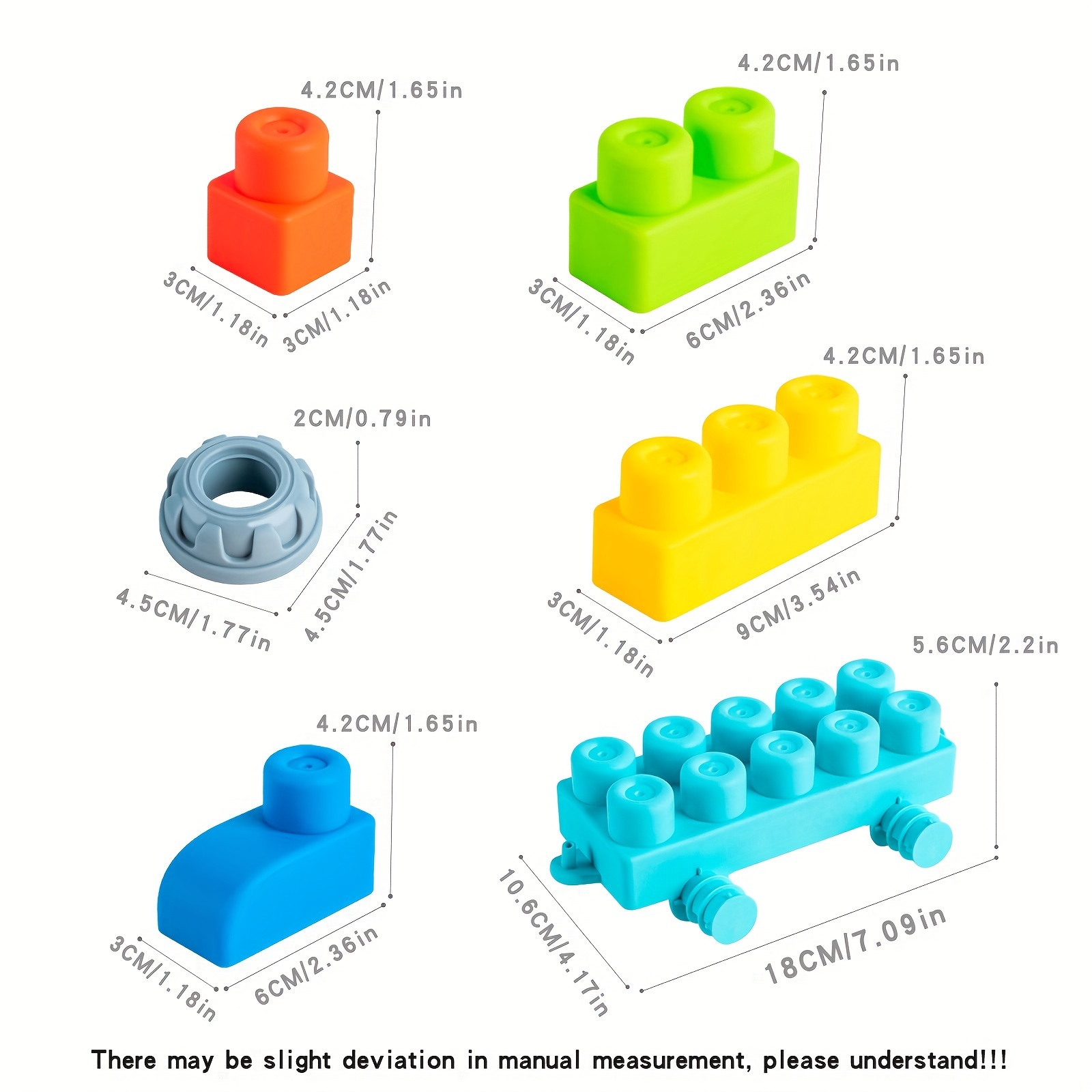 AliExpress Newest Large Particles Can Chew Soft Rubber Building Blocks for Children's Early Education Puzzle DIY Assembling Blocks, view 2