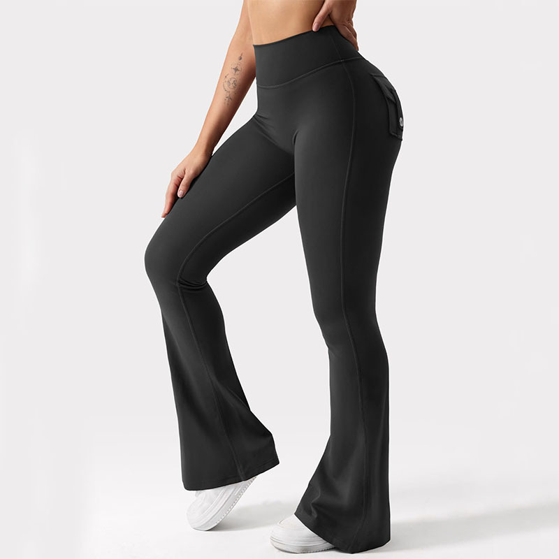 AliExpress Newest Women Wide Leg High Stretch Yoga Leggings Naked Feeling Compression Fitness Workwear with pockets Yoga Pant , view 3