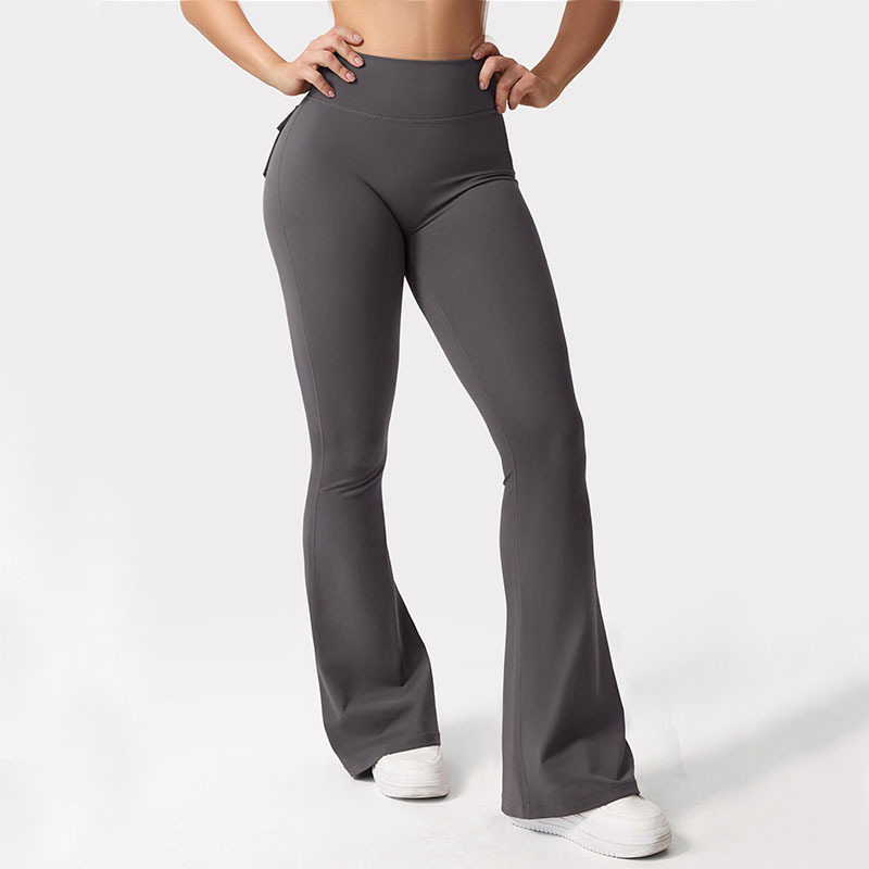 AliExpress Newest Women Wide Leg High Stretch Yoga Leggings Naked Feeling Compression Fitness Workwear with pockets Yoga Pant , view 4
