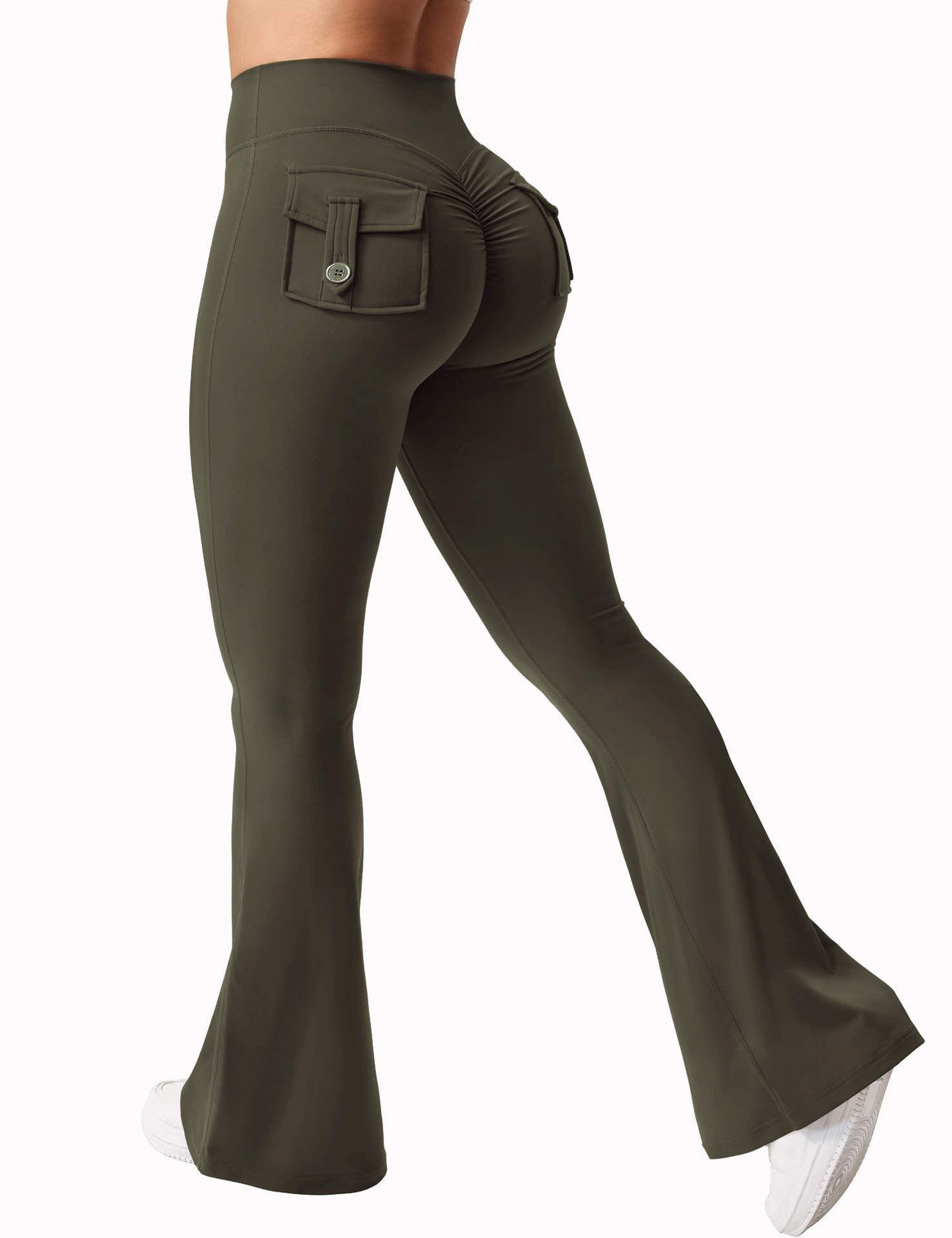 AliExpress Newest Women Wide Leg High Stretch Yoga Leggings Naked Feeling Compression Fitness Workwear with pockets Yoga Pant , view 5