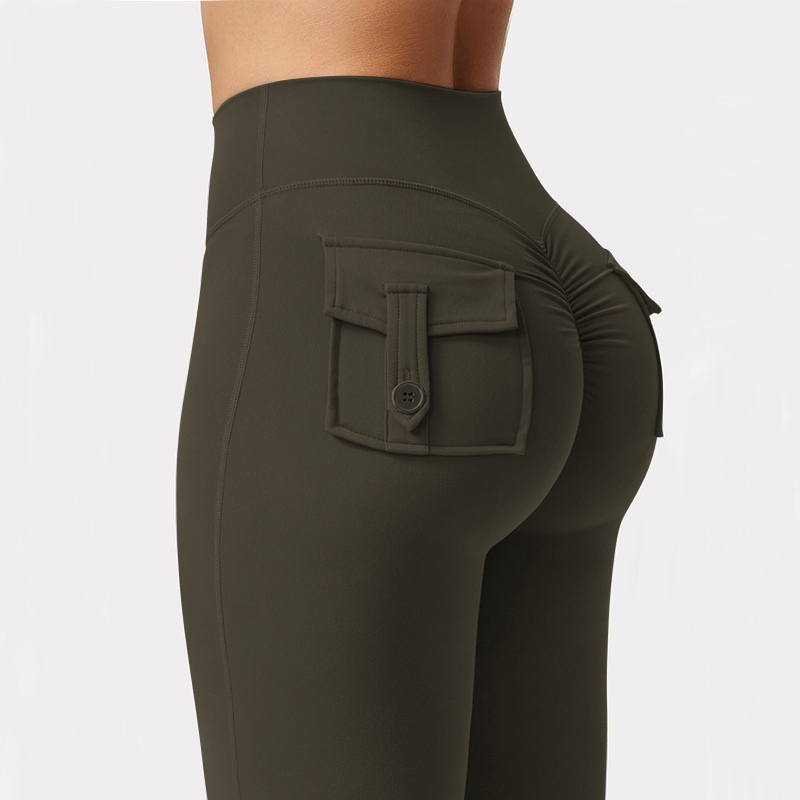 AliExpress Newest Women Wide Leg High Stretch Yoga Leggings Naked Feeling Compression Fitness Workwear with pockets Yoga Pant , view 6