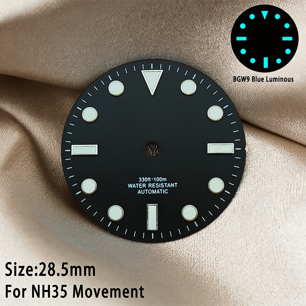 AliExpress NH35 Dial 28.5MM Watch Dial NH36 Dial NH35 SUB Dial BGW9 Blue Luminous NH35 Face Watch Hands Dial Calendar Watch Dial  Modificat