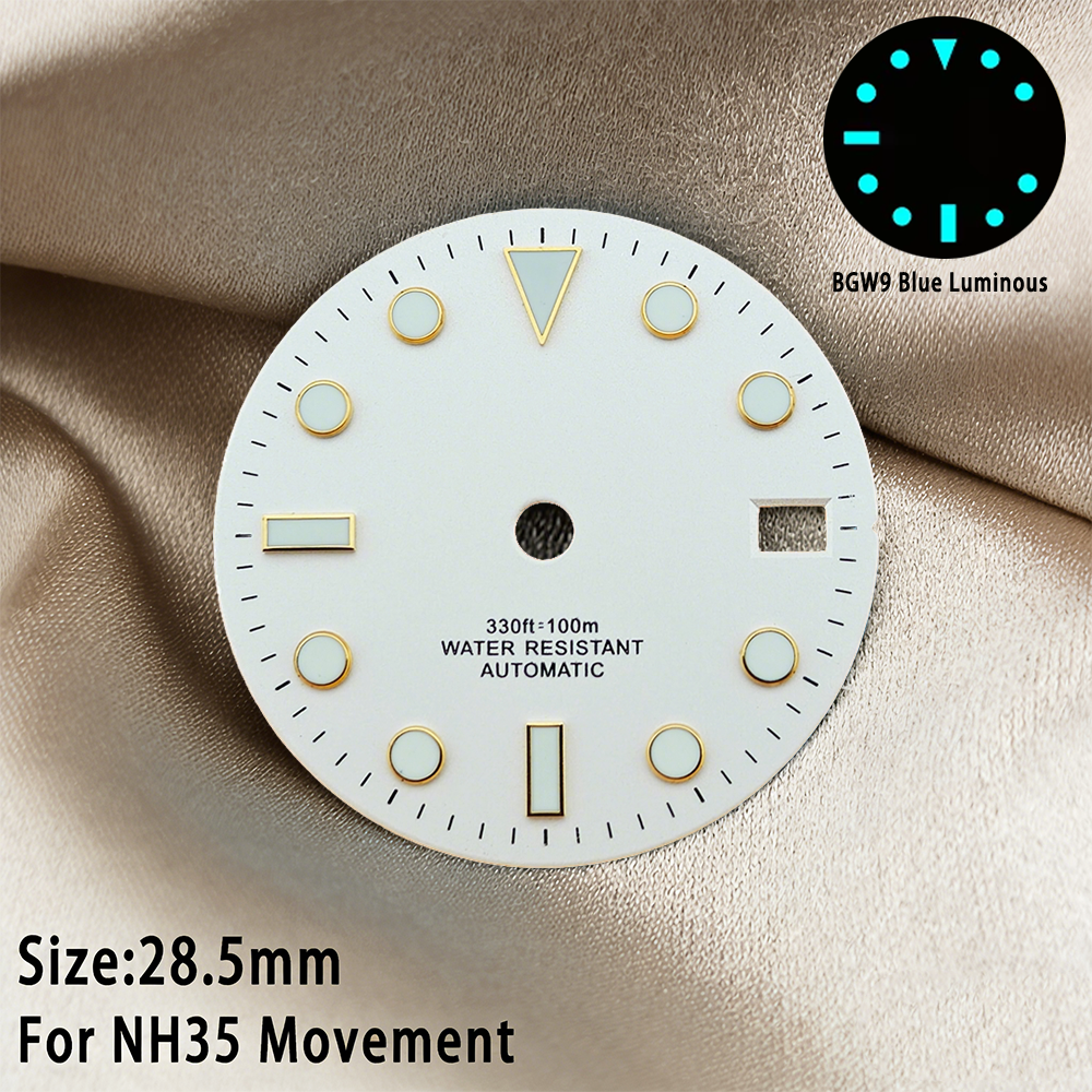 AliExpress NH35 Dial 28.5MM Watch Dial NH36 Dial NH35 SUB Dial BGW9 Blue Luminous NH35 Face Watch Hands Dial Calendar Watch Dial Modificat, view 2