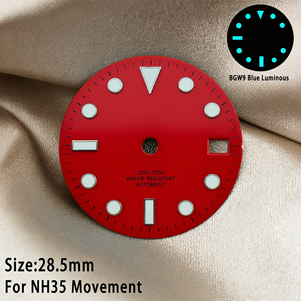 AliExpress NH35 Dial 28.5MM Watch Dial NH36 Dial NH35 SUB Dial BGW9 Blue Luminous NH35 Face Watch Hands Dial Calendar Watch Dial Modificat, view 4