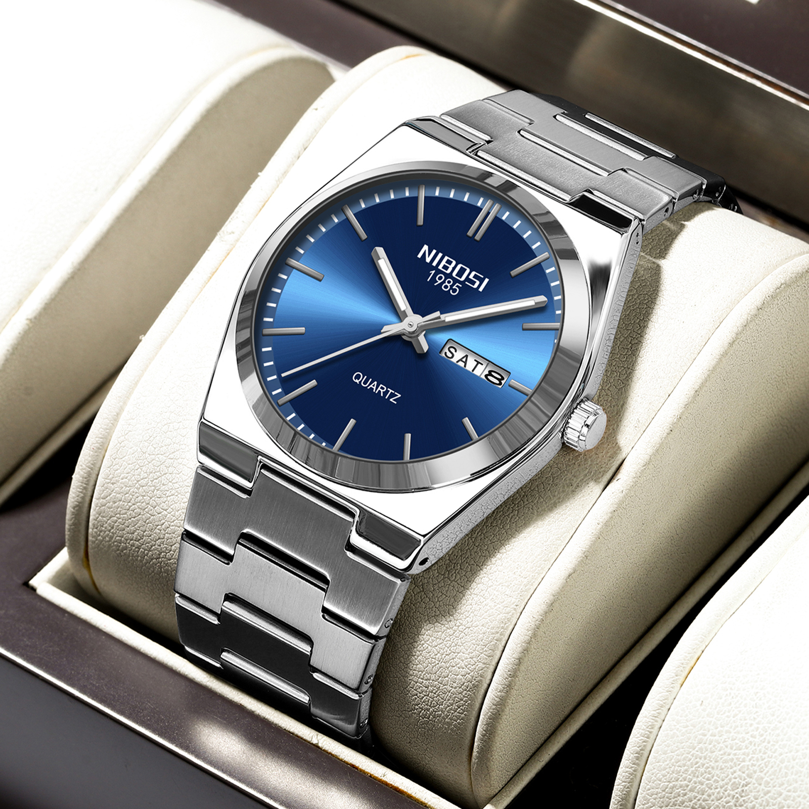AliExpress NIBOSI Men's Stainless Steel Quartz Watch, view 5