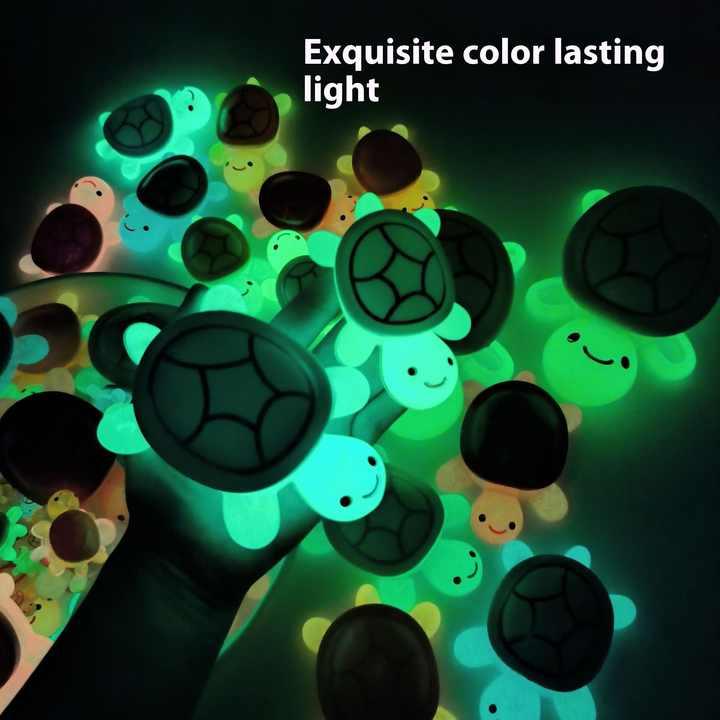 AliExpress Night Glow Large Turtle+100pcs Mini Luminous Turtles Figurines Resin Craft Glowing Turtle Storage Ornament Landscape Desktop, view 2