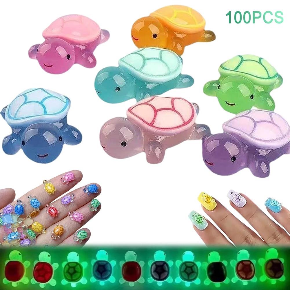AliExpress Night Glow Large Turtle+100pcs Mini Luminous Turtles Figurines Resin Craft Glowing Turtle Storage Ornament Landscape Desktop, view 4