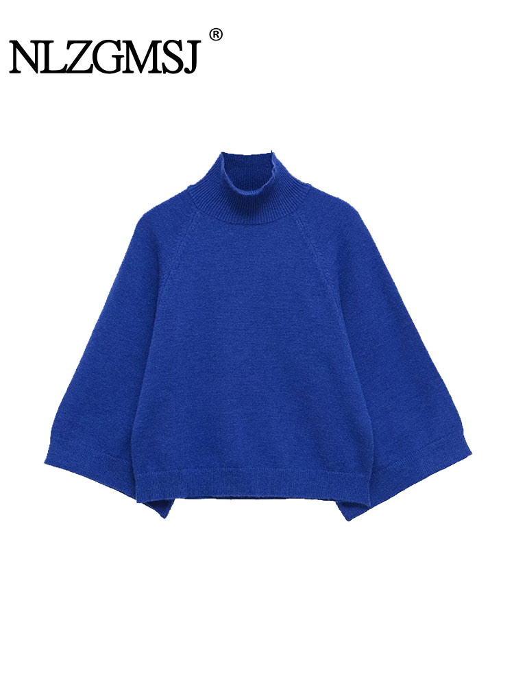 AliExpress NLZGMSJ Casual Knitted Women Loose Sweater Autumn Long Sleeve Half High Collar Oversize Pullovers Female Warm Sweater Y2K