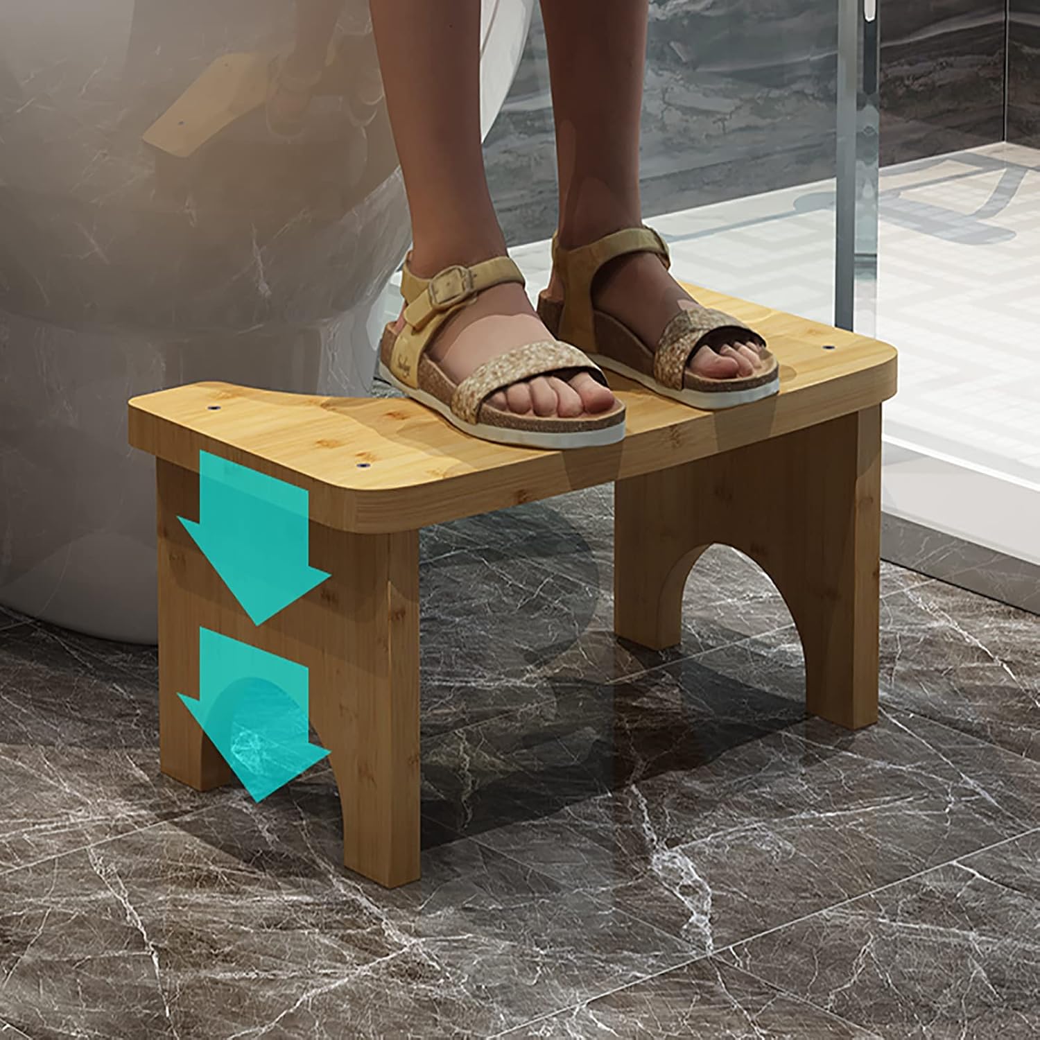 AliExpress No Installation Not-Slip Bathroom Toilet Stool Upgrade Bamboo Squatting Toilet Stool for Adults Children, view 2