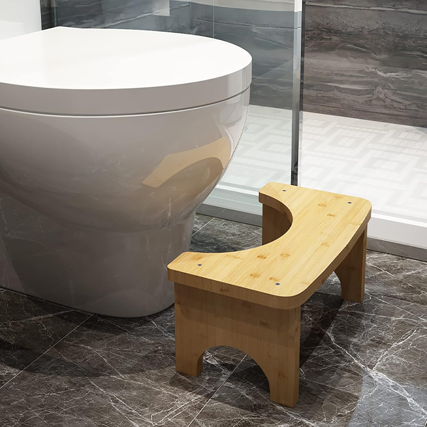 AliExpress No Installation Not-Slip Bathroom Toilet Stool Upgrade Bamboo Squatting Toilet Stool for Adults Children, view 5