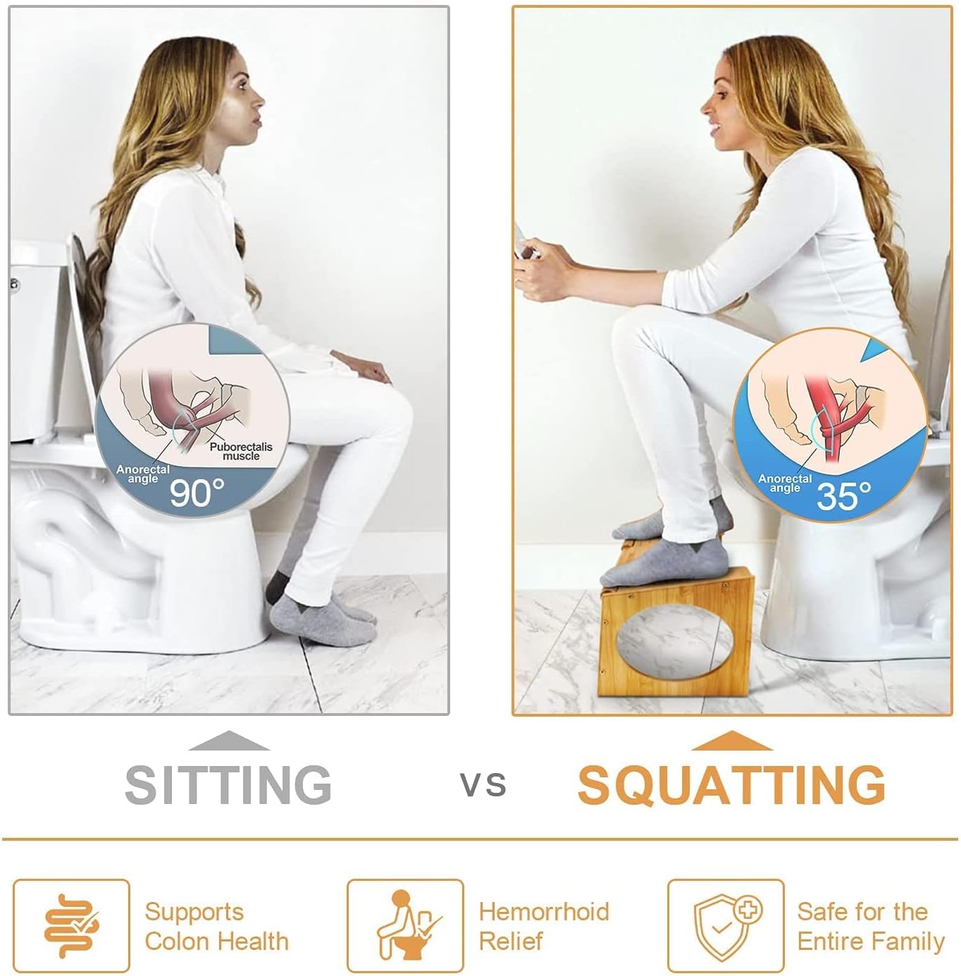 AliExpress No Installation Not-Slip Bathroom Toilet Stool Upgrade Bamboo Squatting Toilet Stool for Adults Children, view 6