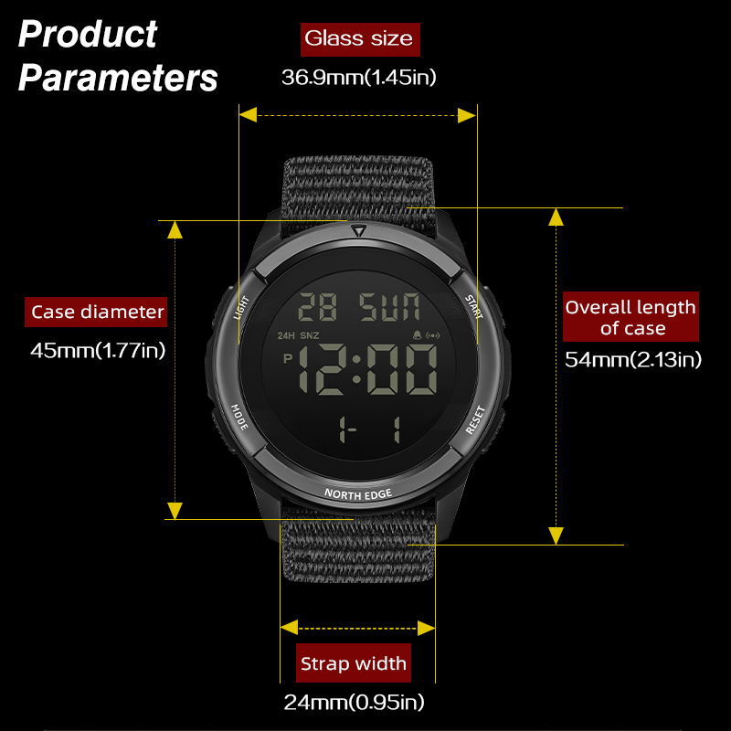 AliExpress NORTH EDGE TERRAX Men's Digital Sports Watch, view 6