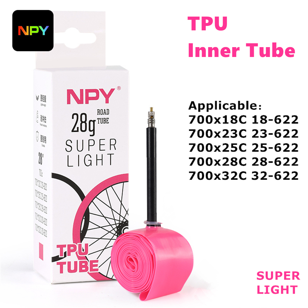 AliExpress NPY 1Pcs Ultralight 28g Bike TPU Inner Tube 700X18 25 28 32 Road Bicycle TPU Material Tire 45mm/65mm/85mm Length French Valve