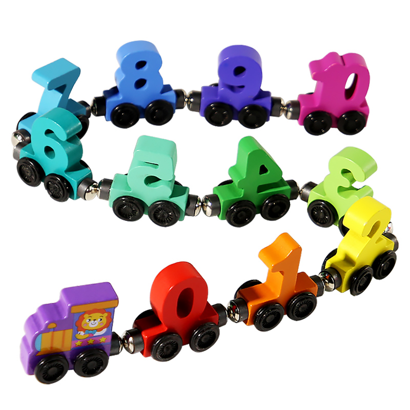 AliExpress Number Digital Magnetic Wooden Train Toys Colorful Building Blocks Educational Hand-eye Coordination Magnetic Digital Train