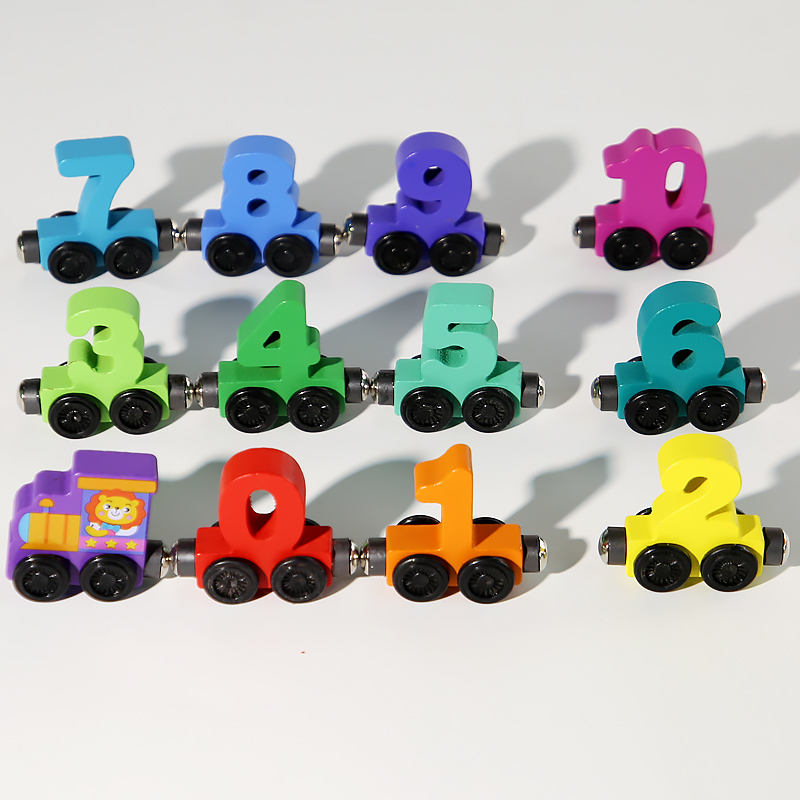 AliExpress Number Digital Magnetic Wooden Train Toys Colorful Building Blocks Educational Hand-eye Coordination Magnetic Digital Train, view 2