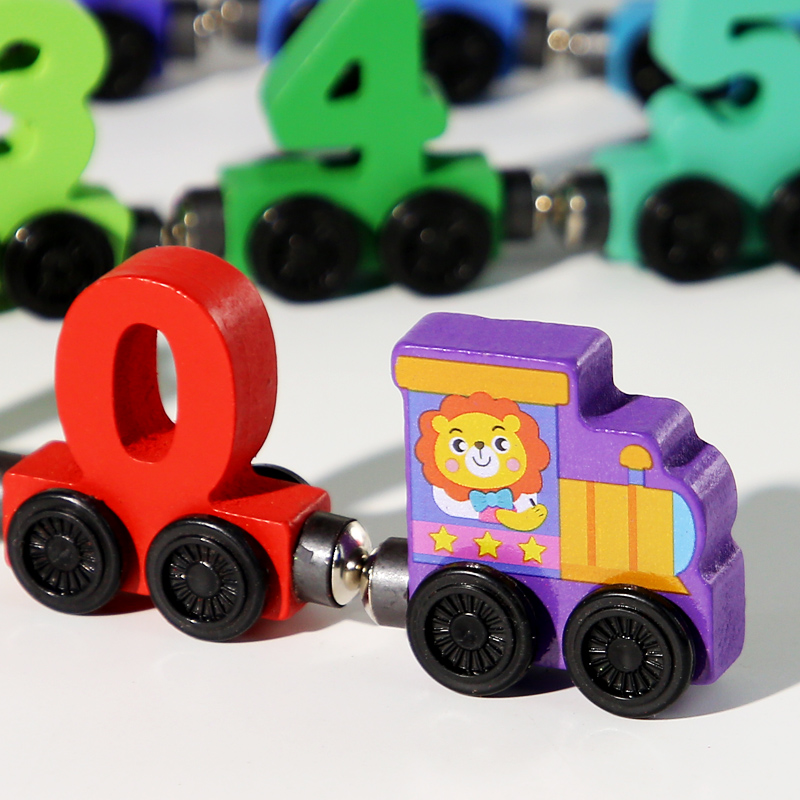 AliExpress Number Digital Magnetic Wooden Train Toys Colorful Building Blocks Educational Hand-eye Coordination Magnetic Digital Train, view 3