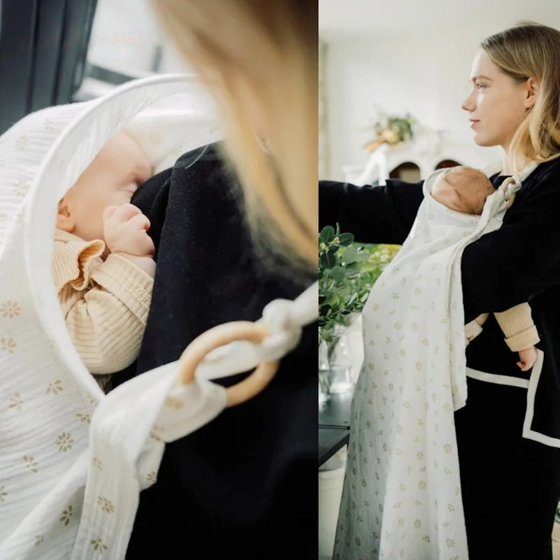 AliExpress Nursing Cover Breastfeeding Privacy Baby Feeding Shawl, Breathable Cotton Muslin Adjustable Nursing Wrap for Moms, view 3