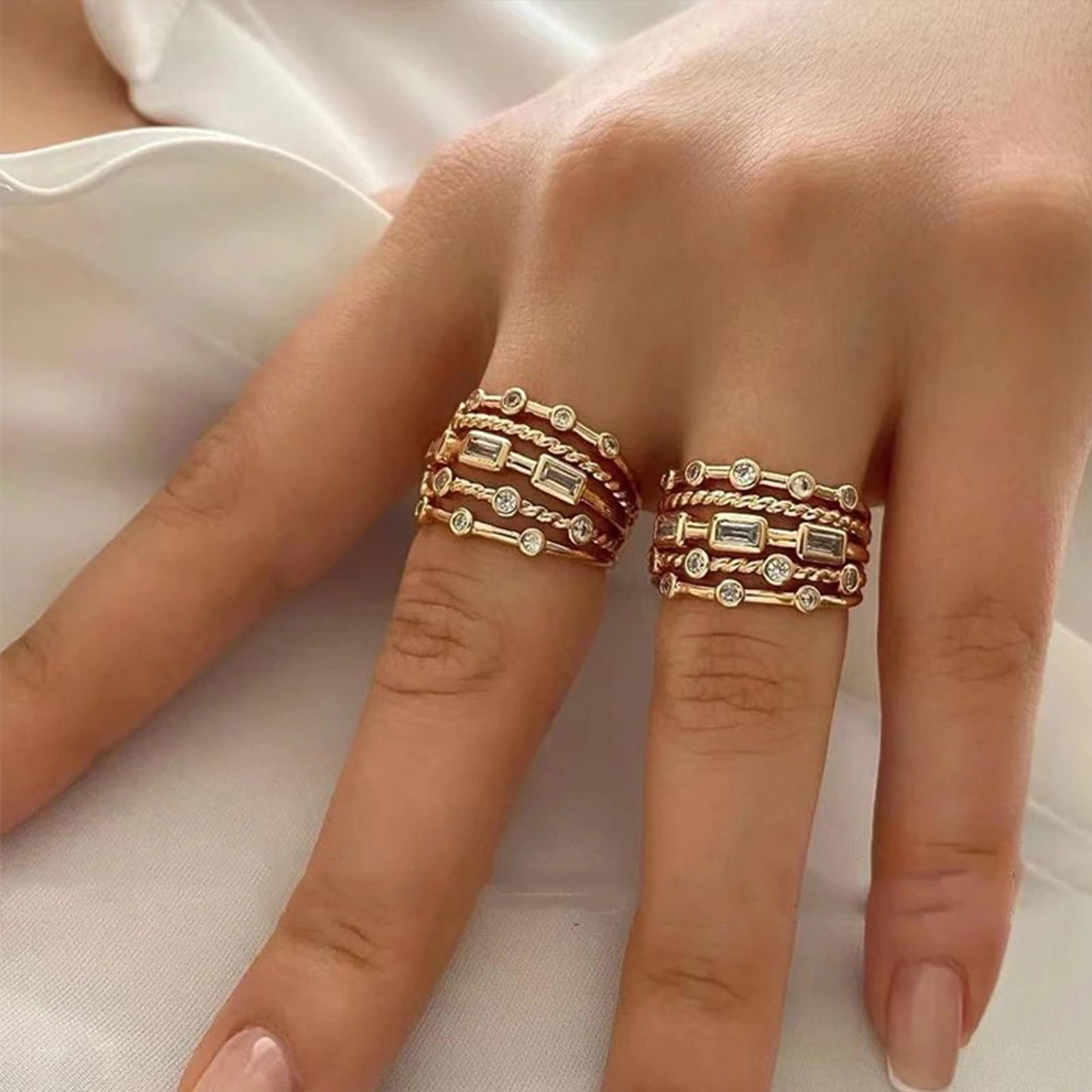 AliExpress 18K Gold-Plated Sun Ring with Natural Stone, view 3