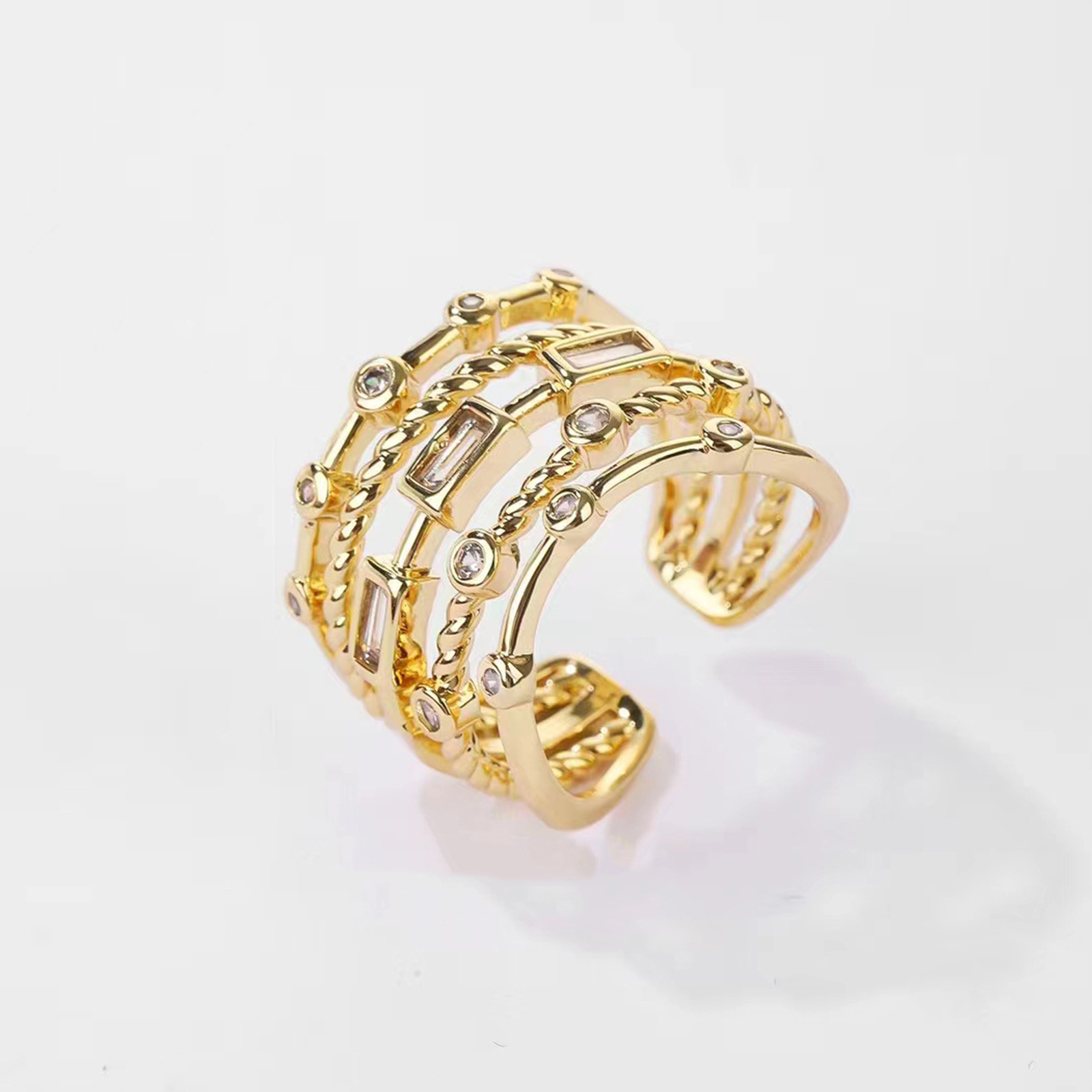AliExpress 18K Gold-Plated Sun Ring with Natural Stone, view 6