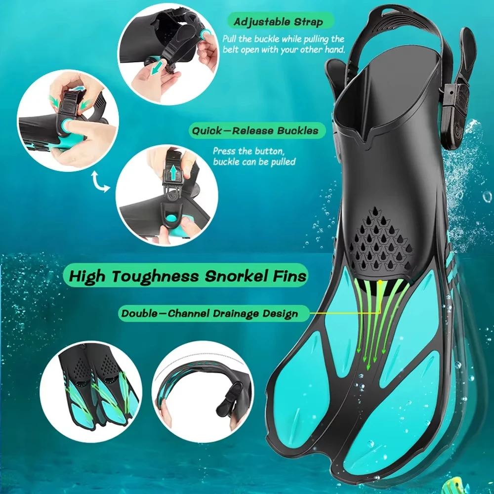 AliExpress Open-Heel Snorkeling Fins with Adjustable Buckles, view 2