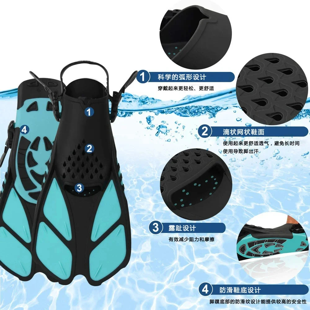 AliExpress Open-Heel Snorkeling Fins with Adjustable Buckles, view 4