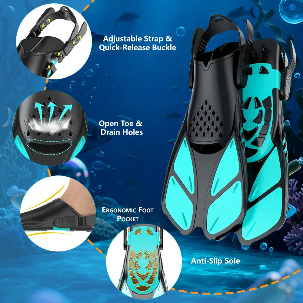 AliExpress Open-Heel Snorkeling Fins with Adjustable Buckles, view 6