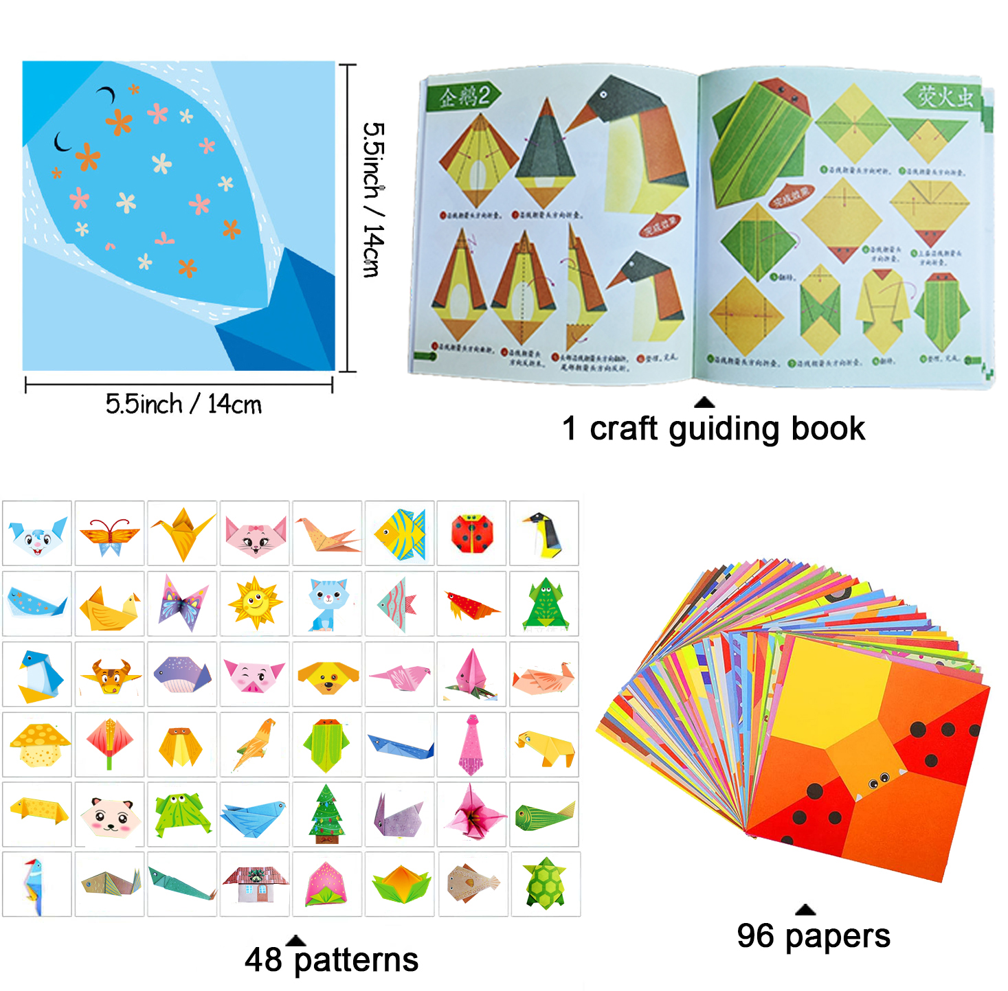 AliExpress Origami Kit 30/96 Sheets Origami Paper Craft Guiding Book DIY Art Craft Projects Supplies for Beginners Children Kids Boys Girls, view 2