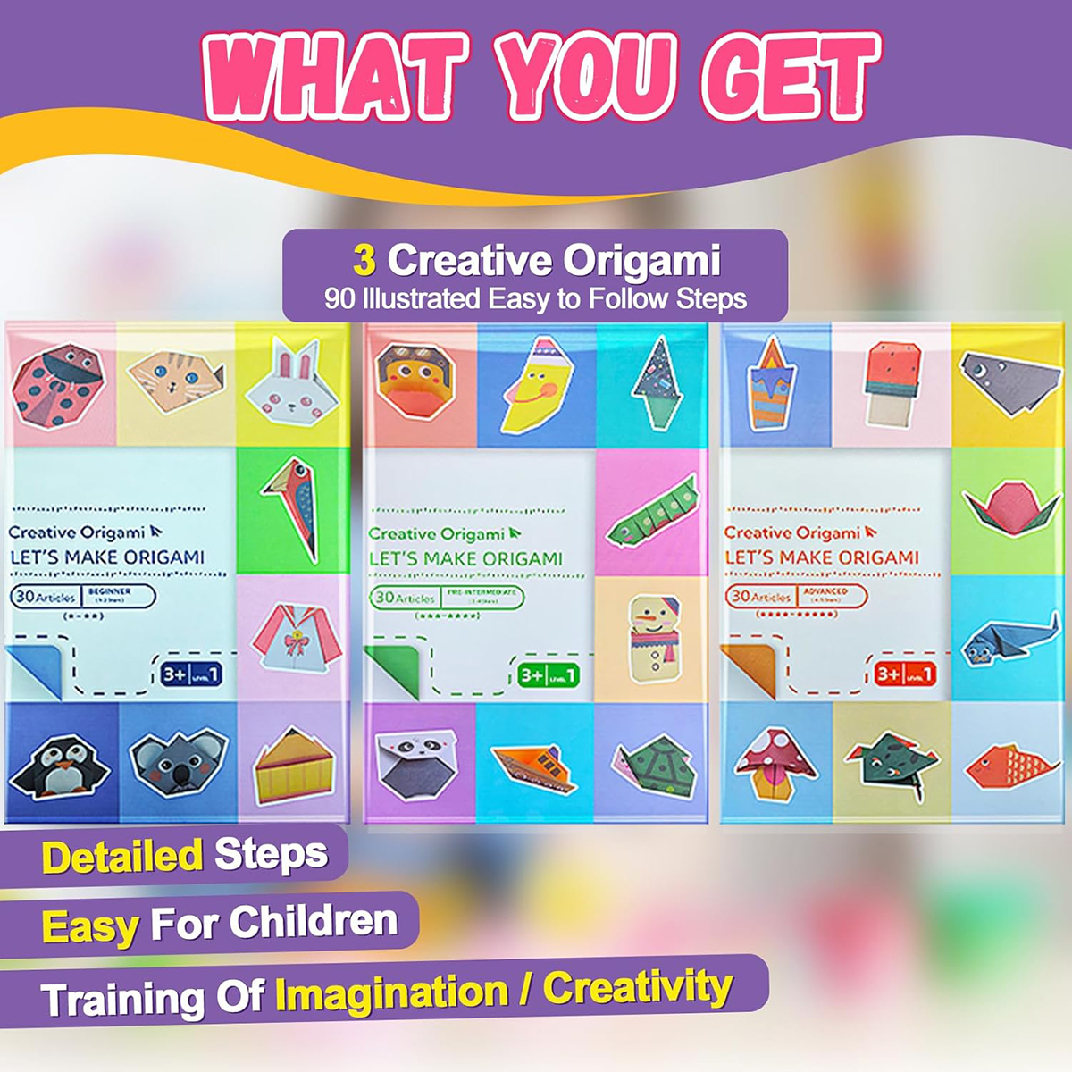 AliExpress Origami Kit 30/96 Sheets Origami Paper Craft Guiding Book DIY Art Craft Projects Supplies for Beginners Children Kids Boys Girls, view 4