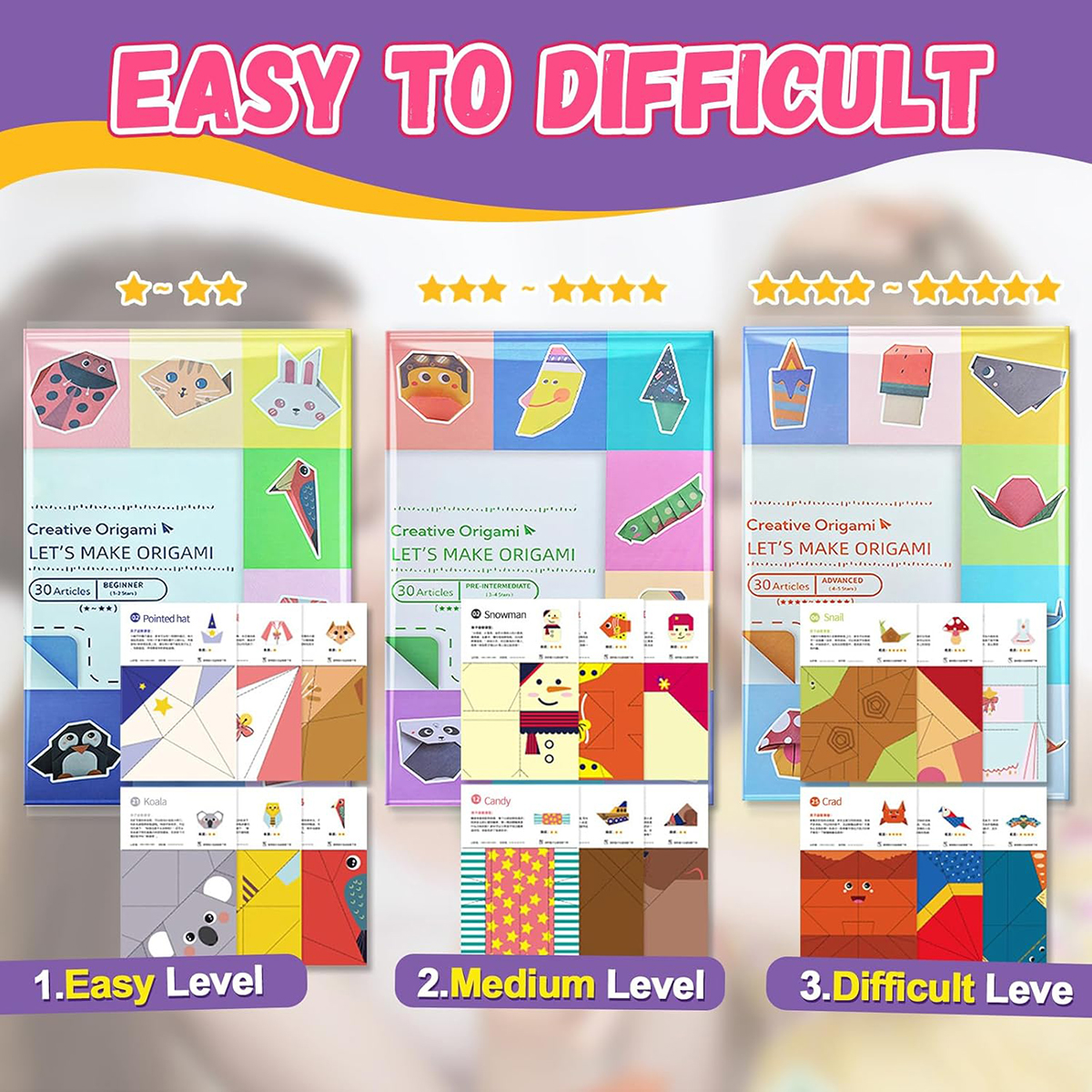 AliExpress Origami Kit 30/96 Sheets Origami Paper Craft Guiding Book DIY Art Craft Projects Supplies for Beginners Children Kids Boys Girls, view 6
